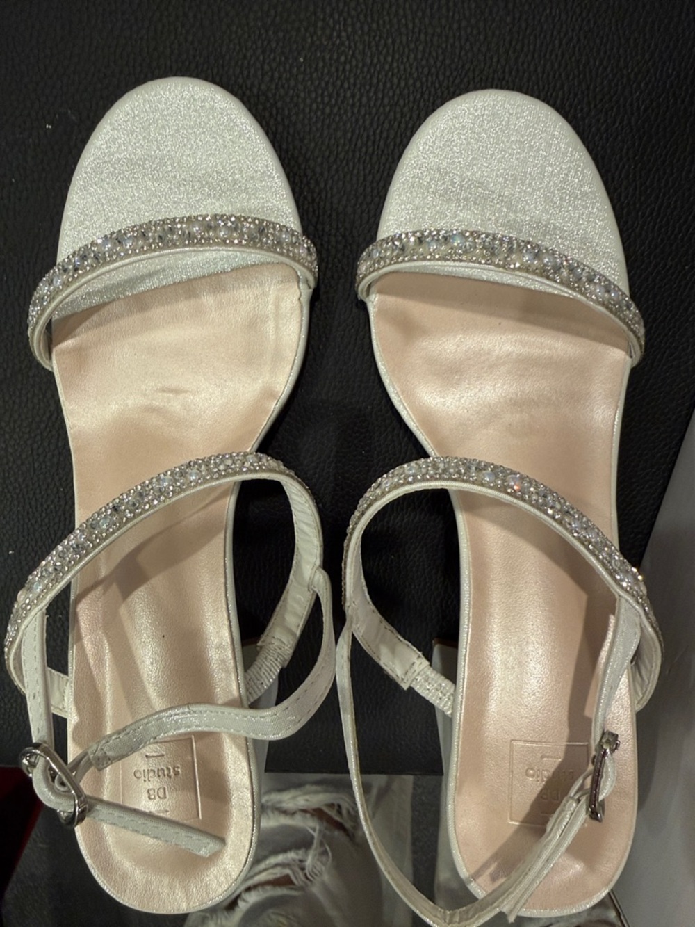 David's Bridal Silver Rhinestone Strap Dress Sandals